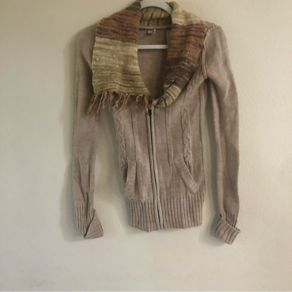 BKE Oversize Neck Zip Front Cardigan Sweater Sz XS